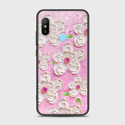 Xiaomi Mi A2 Lite Cover - Floral Series - Design 5 - Pink & White - HQ Ultra Shine Premium Infinity Glass Soft Silicon Borders Case