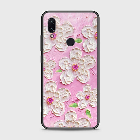 Xiaomi Redmi Note 7 Cover - Floral Series - Design 5 - Pink & White - HQ Ultra Shine Premium Infinity Glass Soft Silicon Borders Case