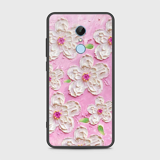 Xiaomi Redmi Note 5 Cover - Floral Series - Design 5 - Pink & White - HQ Ultra Shine Premium Infinity Glass Soft Silicon Borders Case