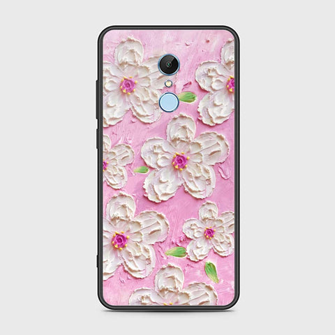 Xiaomi Redmi Note 5 Cover - Floral Series - Design 5 - Pink & White - HQ Ultra Shine Premium Infinity Glass Soft Silicon Borders Case