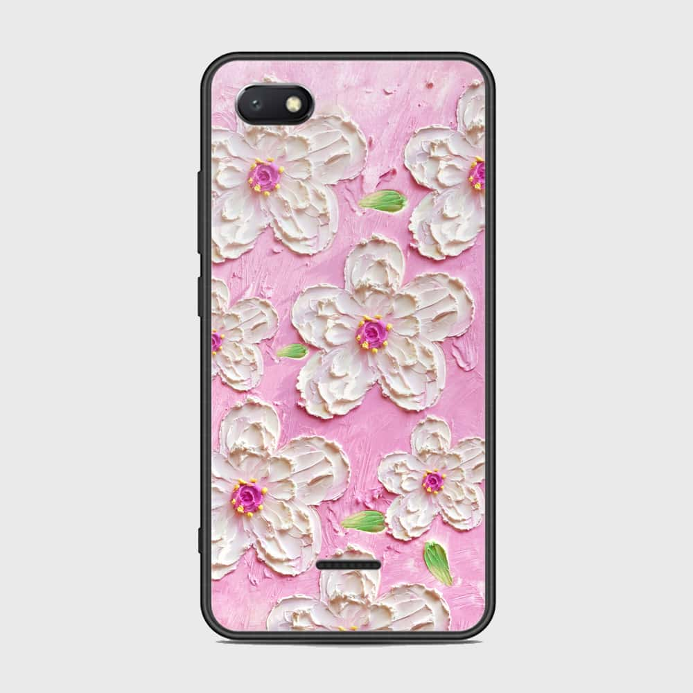 Xiaomi Redmi 6A Cover - Floral Series - Design 5 - Pink & White - HQ Ultra Shine Premium Infinity Glass Soft Silicon Borders Case