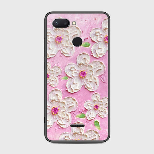 Xiaomi Redmi 6 Cover - Floral Series - Design 5 - Pink & White - HQ Ultra Shine Premium Infinity Glass Soft Silicon Borders Case