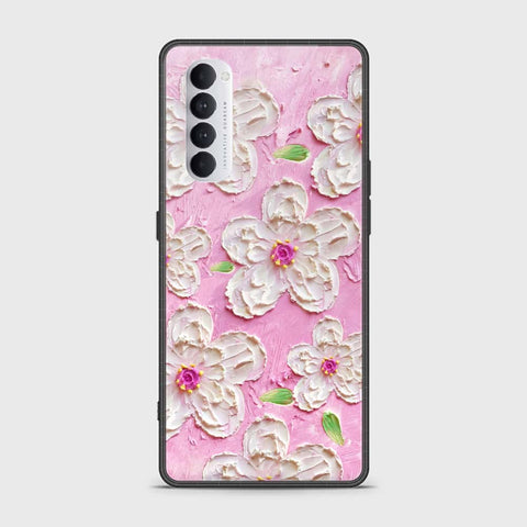 Oppo Reno 4 Pro Cover - Floral Series - Design 5 - Pink & White - HQ Ultra Shine Premium Infinity Glass Soft Silicon Borders Case