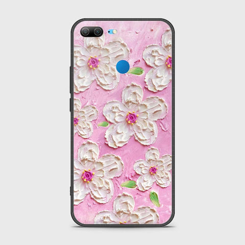 Huawei Honor 9 Lite Cover - Floral Series - Design 5 - Pink & White - HQ Ultra Shine Premium Infinity Glass Soft Silicon Borders Case