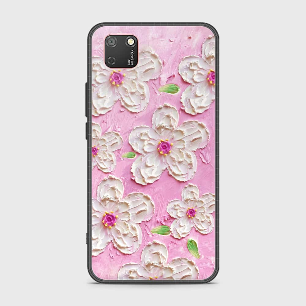 Honor 9S Cover - Floral Series - Design 5 - Pink & White - HQ Ultra Shine Premium Infinity Glass Soft Silicon Borders Case