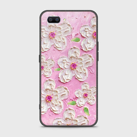 Realme C1 Cover - Floral Series - Design 5 - Pink & White - HQ Ultra Shine Premium Infinity Glass Soft Silicon Borders Case