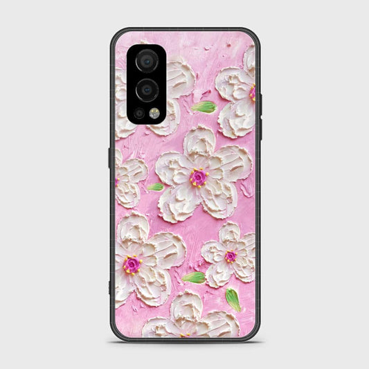 OnePlus Nord 2 Cover - Floral Series - Design 5 - Pink & White - HQ Ultra Shine Premium Infinity Glass Soft Silicon Borders Case