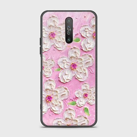 Xiaomi Redmi K30 Cover - Floral Series - Design 5 - Pink & White - HQ Ultra Shine Premium Infinity Glass Soft Silicon Borders Case