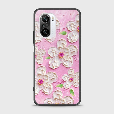 Xiaomi Redmi K40 Pro Cover - Floral Series - Design 5 - Pink & White - HQ Ultra Shine Premium Infinity Glass Soft Silicon Borders Case