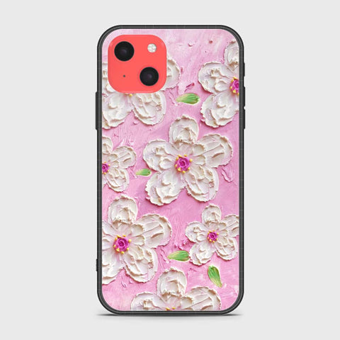 iPhone 13 Mini Cover - Floral Series - Design 5 - Pink & White - HQ Ultra Shine Premium Infinity Glass Soft Silicon Borders Case