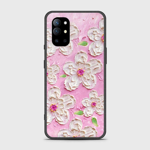 OnePlus 9R Cover - Floral Series - Design 5 - Pink & White - HQ Ultra Shine Premium Infinity Glass Soft Silicon Borders Case