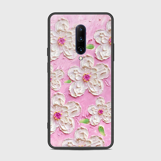 OnePlus 7 Pro Cover - Floral Series - Design 5 - Pink & White - HQ Ultra Shine Premium Infinity Glass Soft Silicon Borders Case