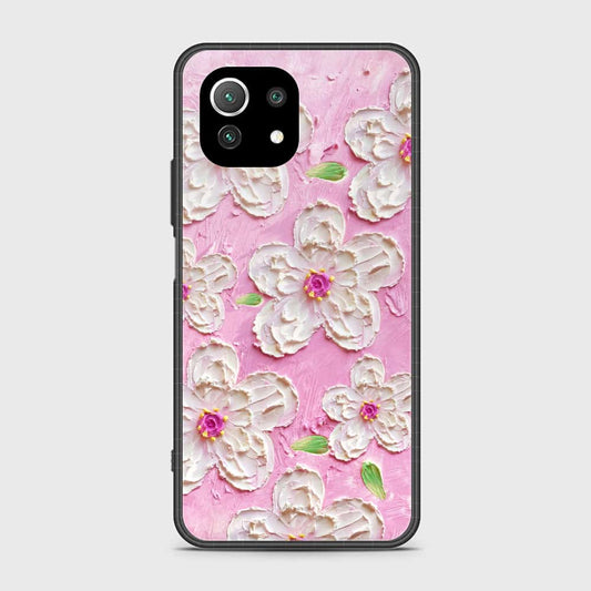 Xiaomi Mi 11 Lite 5G Cover - Floral Series - Design 5 - Pink & White - HQ Ultra Shine Premium Infinity Glass Soft Silicon Borders Case