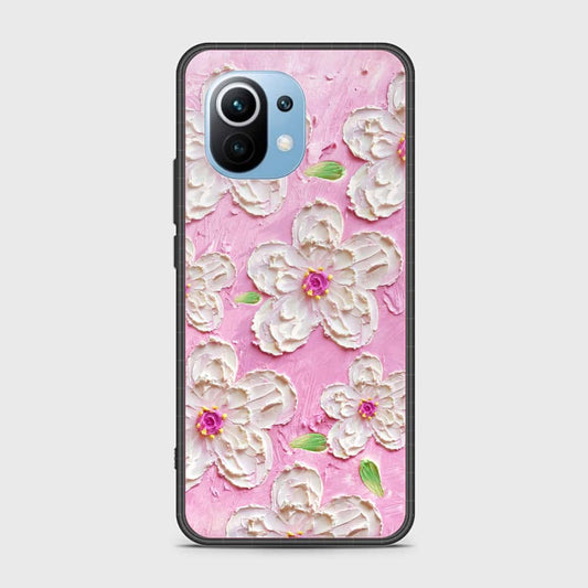 Xiaomi Mi 11 Cover - Floral Series - Design 5 - Pink & White - HQ Ultra Shine Premium Infinity Glass Soft Silicon Borders Case