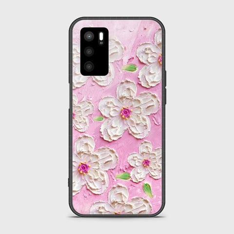 Oppo A16 Cover - Floral Series - Design 5 - Pink & White - HQ Ultra Shine Premium Infinity Glass Soft Silicon Borders Case