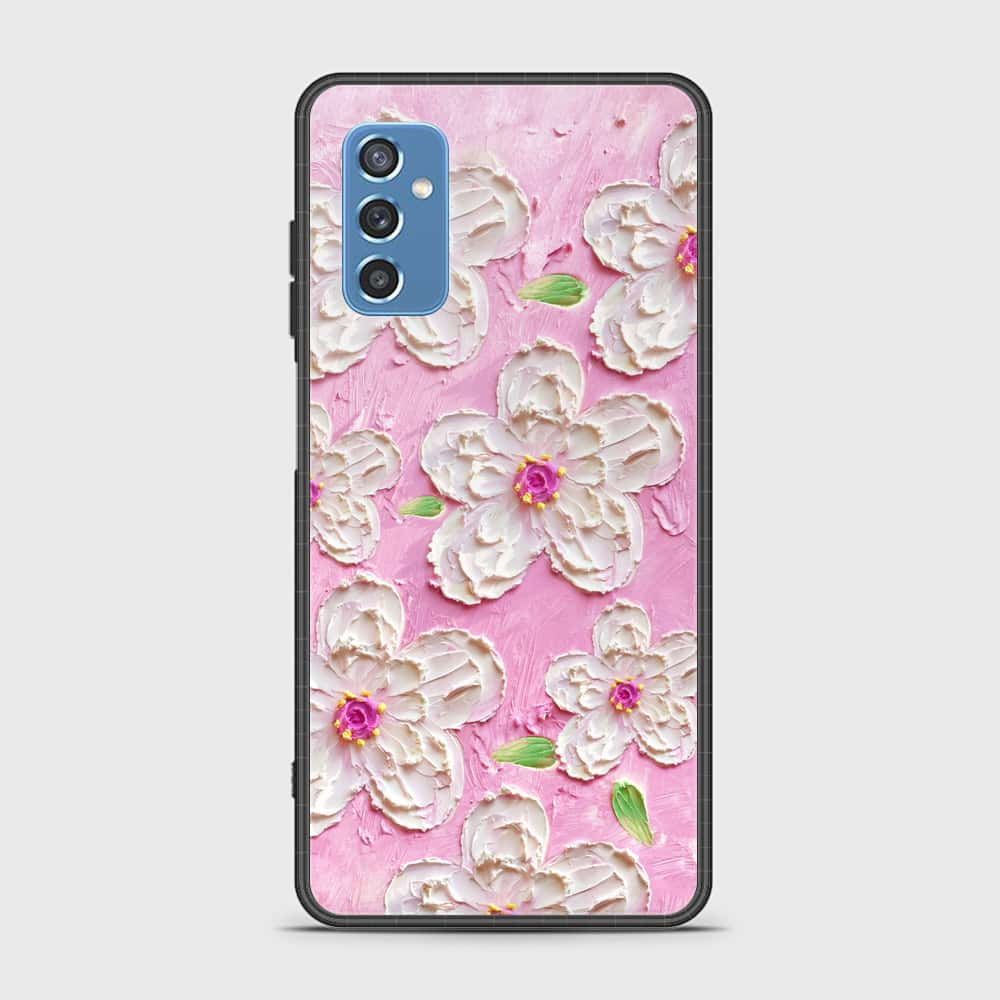 Samsung Galaxy M52 5G Cover - Floral Series - Design 5 - Pink & White - HQ Ultra Shine Premium Infinity Glass Soft Silicon Borders Case