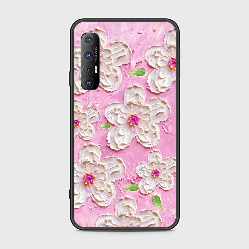 Oppo Reno 3 Pro Cover - Floral Series - Design 5 - Pink & White - HQ Ultra Shine Premium Infinity Glass Soft Silicon Borders Case