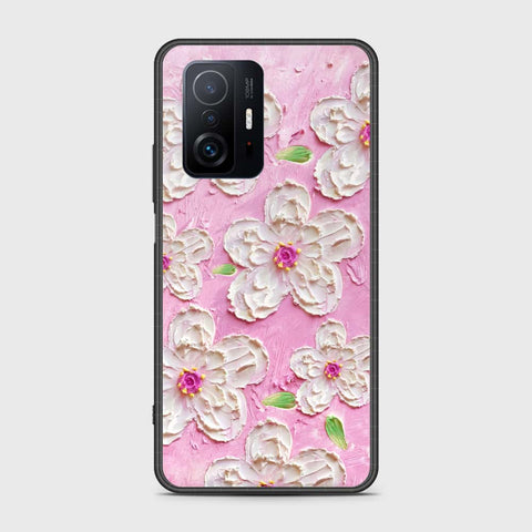 Xiaomi 11T Cover - Floral Series - Design 5 - Pink & White - HQ Ultra Shine Premium Infinity Glass Soft Silicon Borders Case