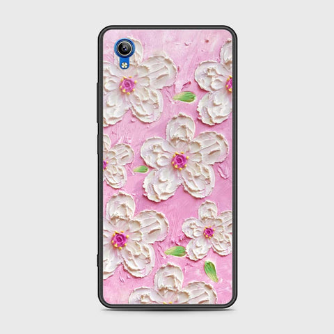 Vivo Y91C Cover - Floral Series - Design 5 - Pink & White - HQ Ultra Shine Premium Infinity Glass Soft Silicon Borders Case