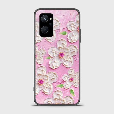 Realme 9i Cover - Floral Series - Design 5 - Pink & White - HQ Ultra Shine Premium Infinity Glass Soft Silicon Borders Case