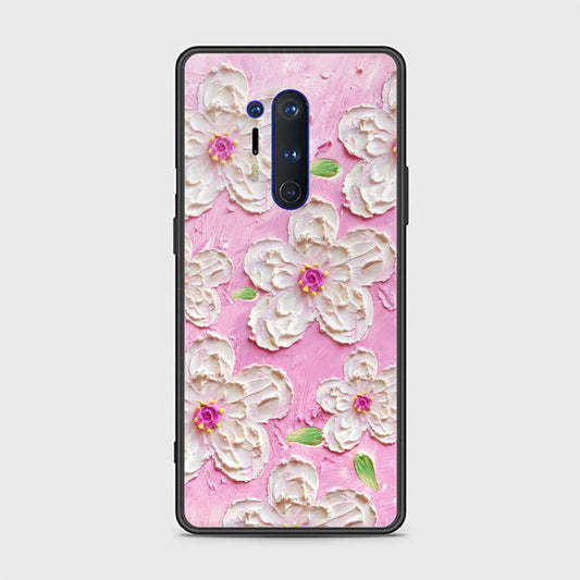 OnePlus 8 Pro Cover - Floral Series - Design 5 - Pink & White - HQ Ultra Shine Premium Infinity Glass Soft Silicon Borders Case