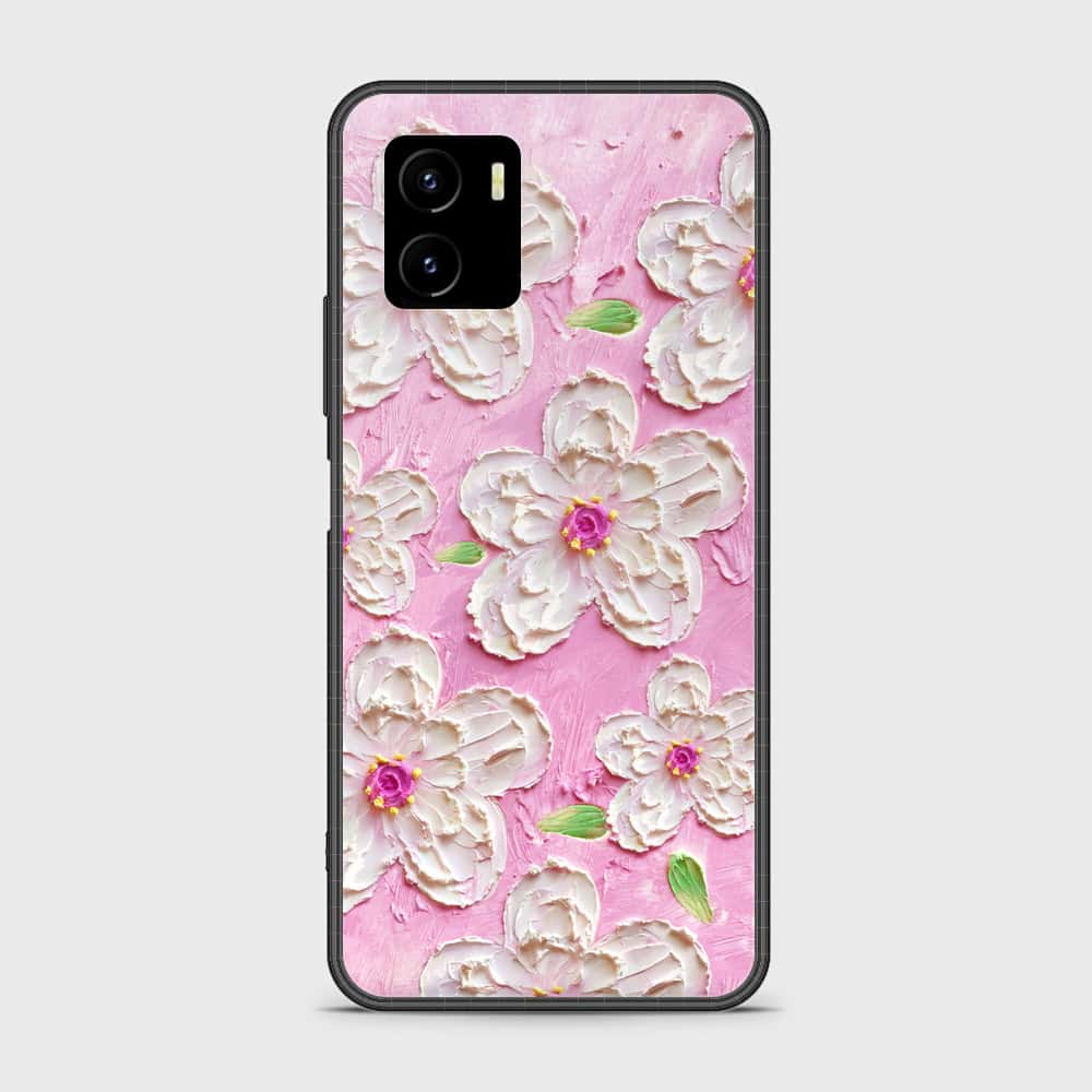 Vivo Y15a Cover - Floral Series - Design 5 - Pink & White - HQ Ultra Shine Premium Infinity Glass Soft Silicon Borders Case