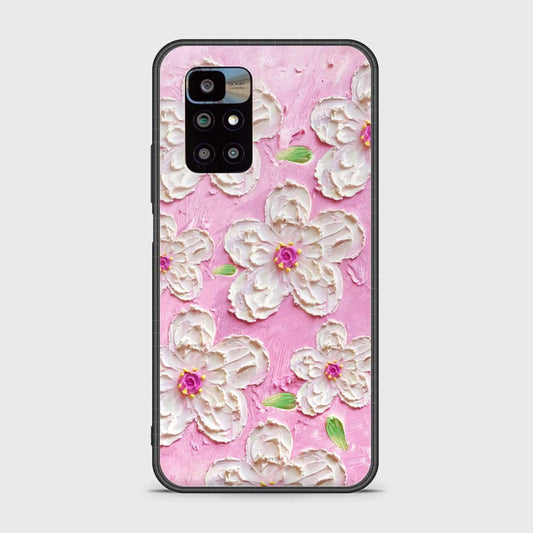 Xiaomi Redmi 10 2022 Cover - Floral Series - Design 5 - Pink & White - HQ Ultra Shine Premium Infinity Glass Soft Silicon Borders Case