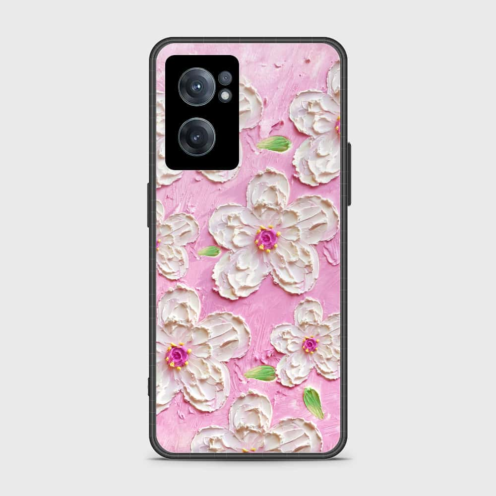 OnePlus Nord CE 2 5G Cover - Floral Series - Design 5 - Pink & White - HQ Ultra Shine Premium Infinity Glass Soft Silicon Borders Case