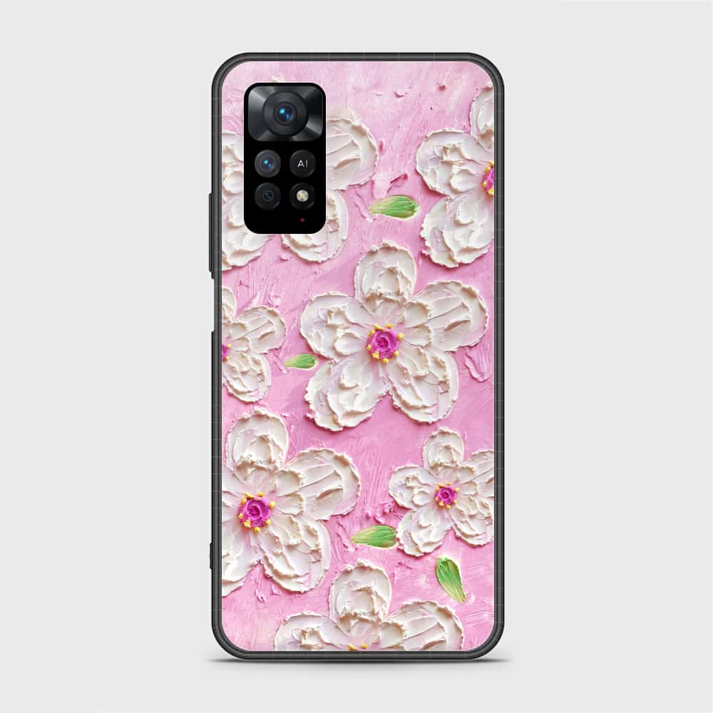 Xiaomi Redmi Note 11S Cover - Floral Series - Design 5 - Pink & White - HQ Ultra Shine Premium Infinity Glass Soft Silicon Borders Case