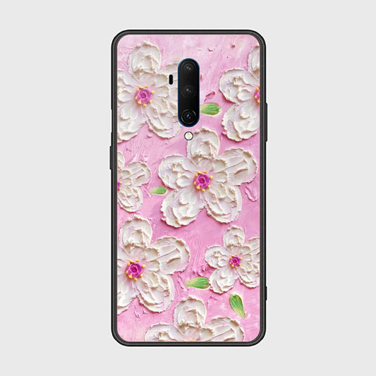 OnePlus 7T Pro Cover - Floral Series - Design 5 - Pink & White - HQ Ultra Shine Premium Infinity Glass Soft Silicon Borders Case