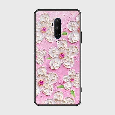 OnePlus 7T Pro Cover - Floral Series - Design 5 - Pink & White - HQ Ultra Shine Premium Infinity Glass Soft Silicon Borders Case