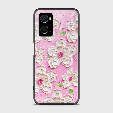 Oppo A76 Cover - Floral Series - Design 5 - Pink & White - HQ Ultra Shine Premium Infinity Glass Soft Silicon Borders Case