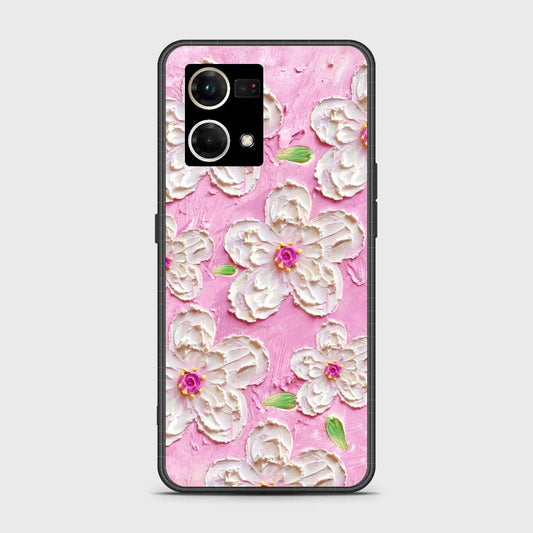 Oppo F21 Pro 4G Cover - Floral Series - Design 5 - Pink & White - HQ Ultra Shine Premium Infinity Glass Soft Silicon Borders Case