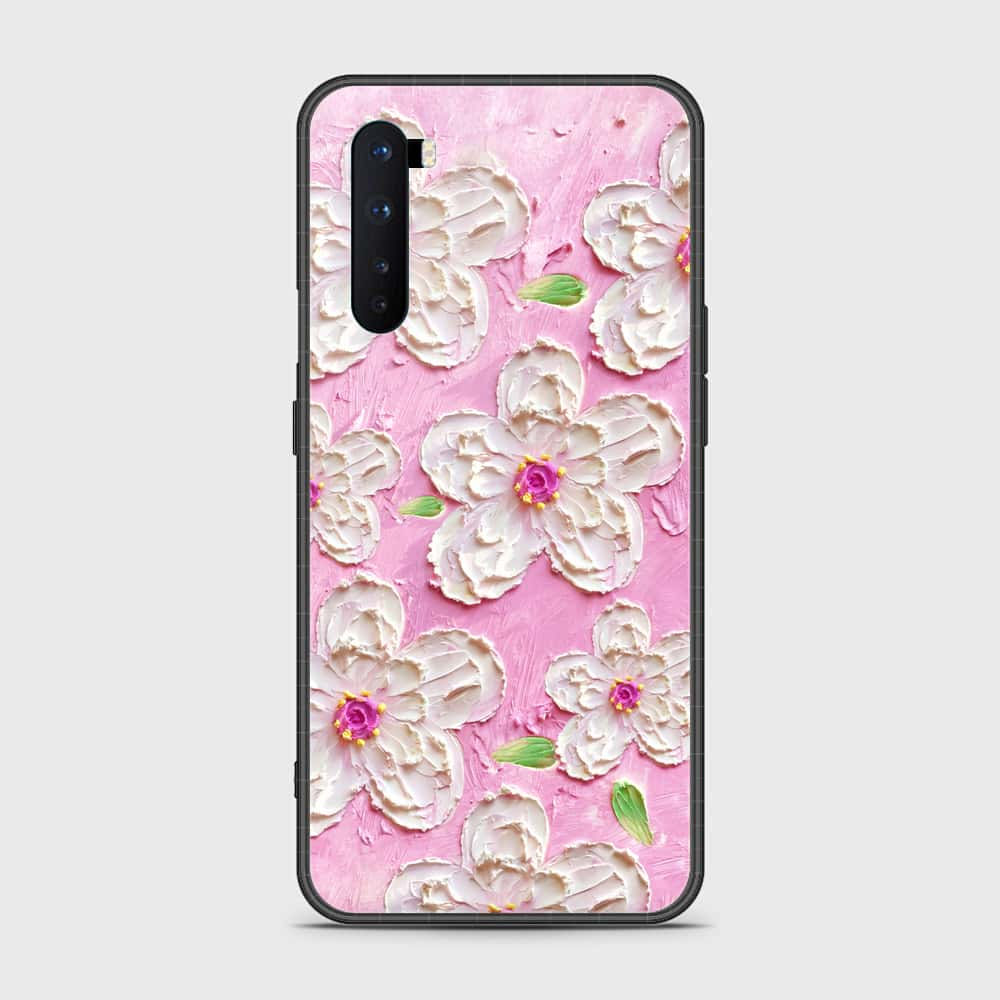 OnePlus Nord Cover - Floral Series - Design 5 - Pink & White - HQ Ultra Shine Premium Infinity Glass Soft Silicon Borders Case