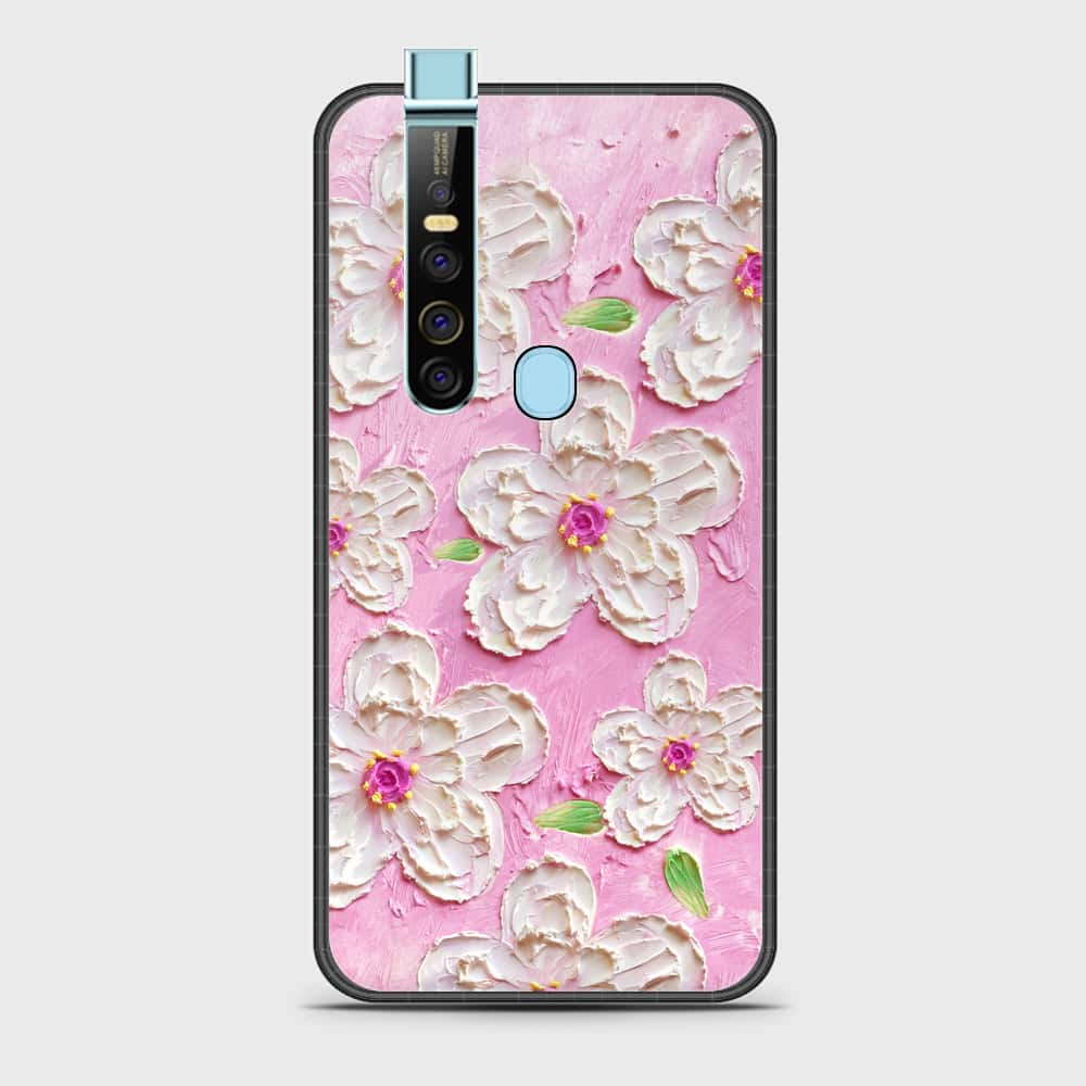 Tecno Camon 15 Premier Cover - Floral Series - Design 5 - Pink & White - HQ Ultra Shine Premium Infinity Glass Soft Silicon Borders Case