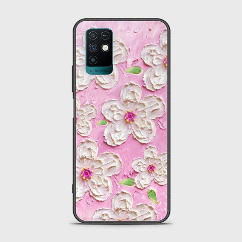 Infinix Note 10 Cover - Floral Series - Design 5 - Pink & White - HQ Ultra Shine Premium Infinity Glass Soft Silicon Borders Case