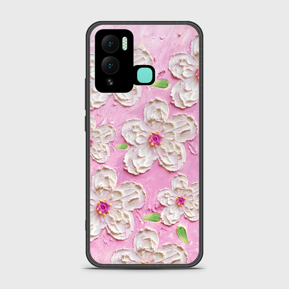 Infinix Hot 12 Play Cover - Floral Series - Design 5 - Pink & White - HQ Ultra Shine Premium Infinity Glass Soft Silicon Borders Case