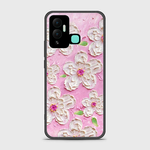 Infinix Hot 12i Cover - Floral Series - Design 5 - Pink & White - HQ Ultra Shine Premium Infinity Glass Soft Silicon Borders Case