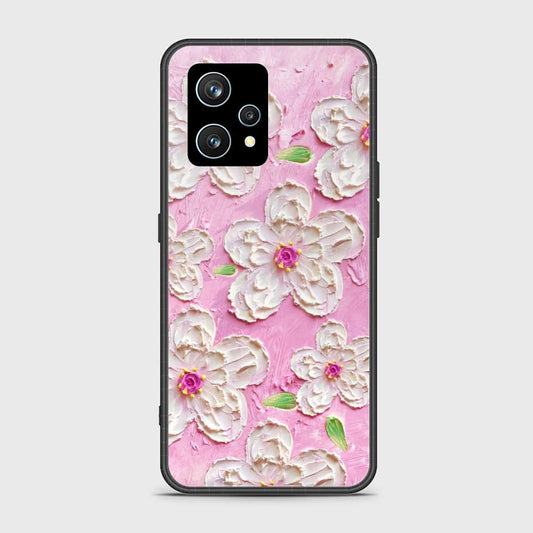 Realme 9 4G Cover - Floral Series - Design 5 - Pink & White - HQ Ultra Shine Premium Infinity Glass Soft Silicon Borders Case