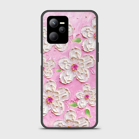 Realme C35 Cover - Floral Series - Design 5 - Pink & White - HQ Ultra Shine Premium Infinity Glass Soft Silicon Borders Case