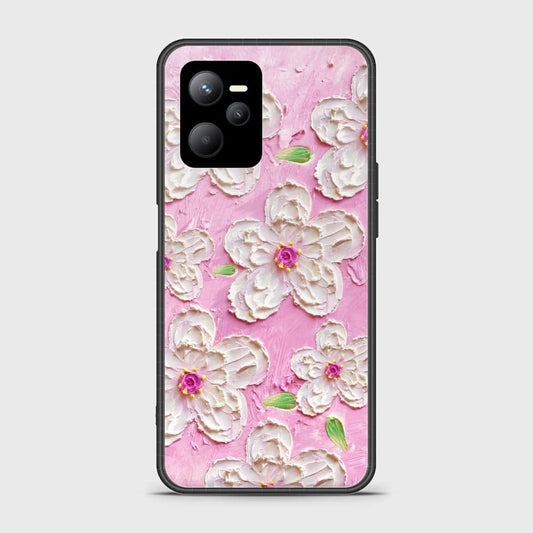 Realme Narzo 50A Prime Cover - Floral Series - Design 5 - Pink & White - HQ Ultra Shine Premium Infinity Glass Soft Silicon Borders Case