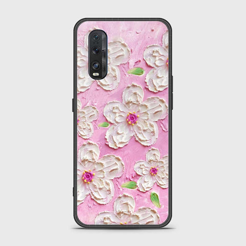 Oppo Find X2 Cover - Floral Series - Design 5 - Pink & White - HQ Ultra Shine Premium Infinity Glass Soft Silicon Borders Case