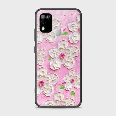 Infinix Hot 10 Play Cover - Floral Series - Design 5 - Pink & White - HQ Ultra Shine Premium Infinity Glass Soft Silicon Borders Case