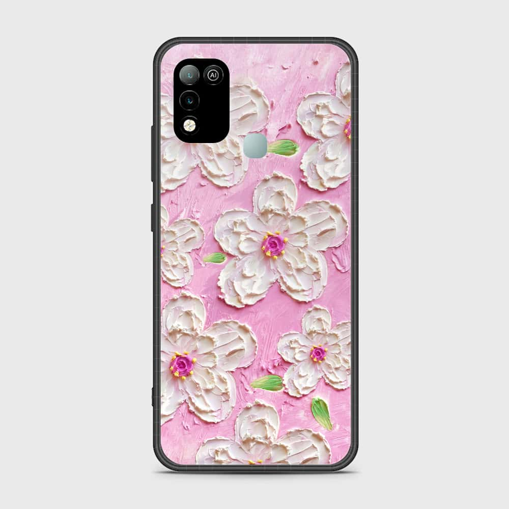 Infinix Hot 11 Play Cover - Floral Series - Design 5 - Pink & White - HQ Ultra Shine Premium Infinity Glass Soft Silicon Borders Case