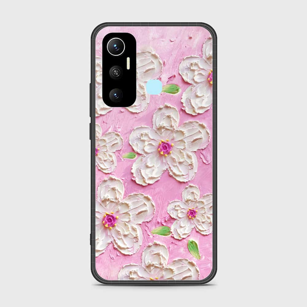 Infinix Hot 11 Cover - Floral Series - Design 5 - Pink & White - HQ Ultra Shine Premium Infinity Glass Soft Silicon Borders Case