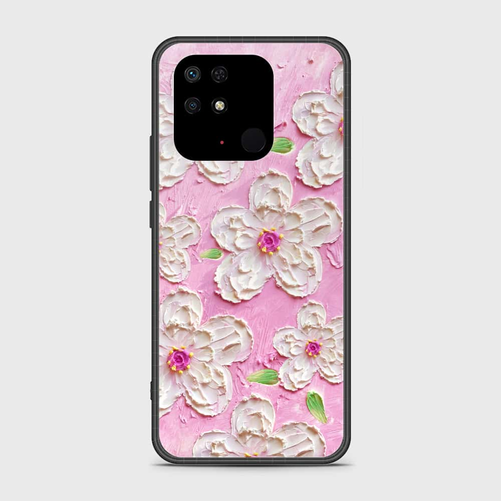 Xiaomi Redmi 10C Cover - Floral Series - Design 5 - Pink & White - HQ Ultra Shine Premium Infinity Glass Soft Silicon Borders Case