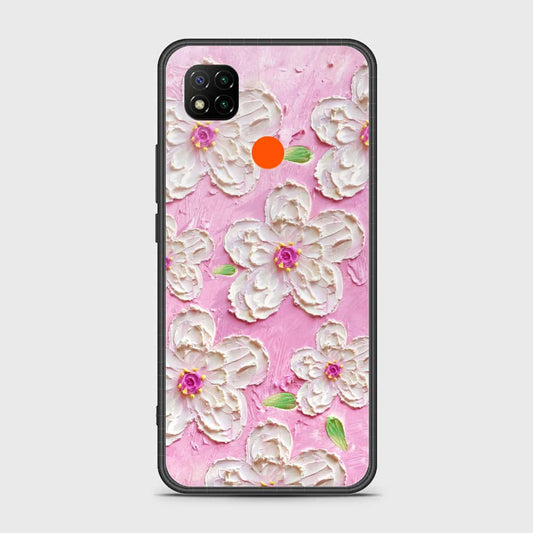 Xiaomi Redmi 9C Cover - Floral Series - Design 5 - Pink & White - HQ Ultra Shine Premium Infinity Glass Soft Silicon Borders Case