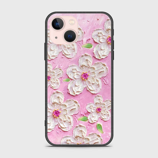 iPhone 14 Plus Cover - Floral Series - Design 5 - Pink & White - HQ Ultra Shine Premium Infinity Glass Soft Silicon Borders Case