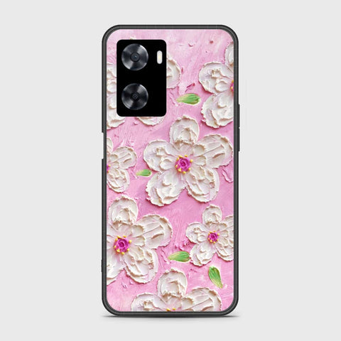 Oppo A57e Cover - Floral Series - Design 5 - Pink & White - HQ Ultra Shine Premium Infinity Glass Soft Silicon Borders Case