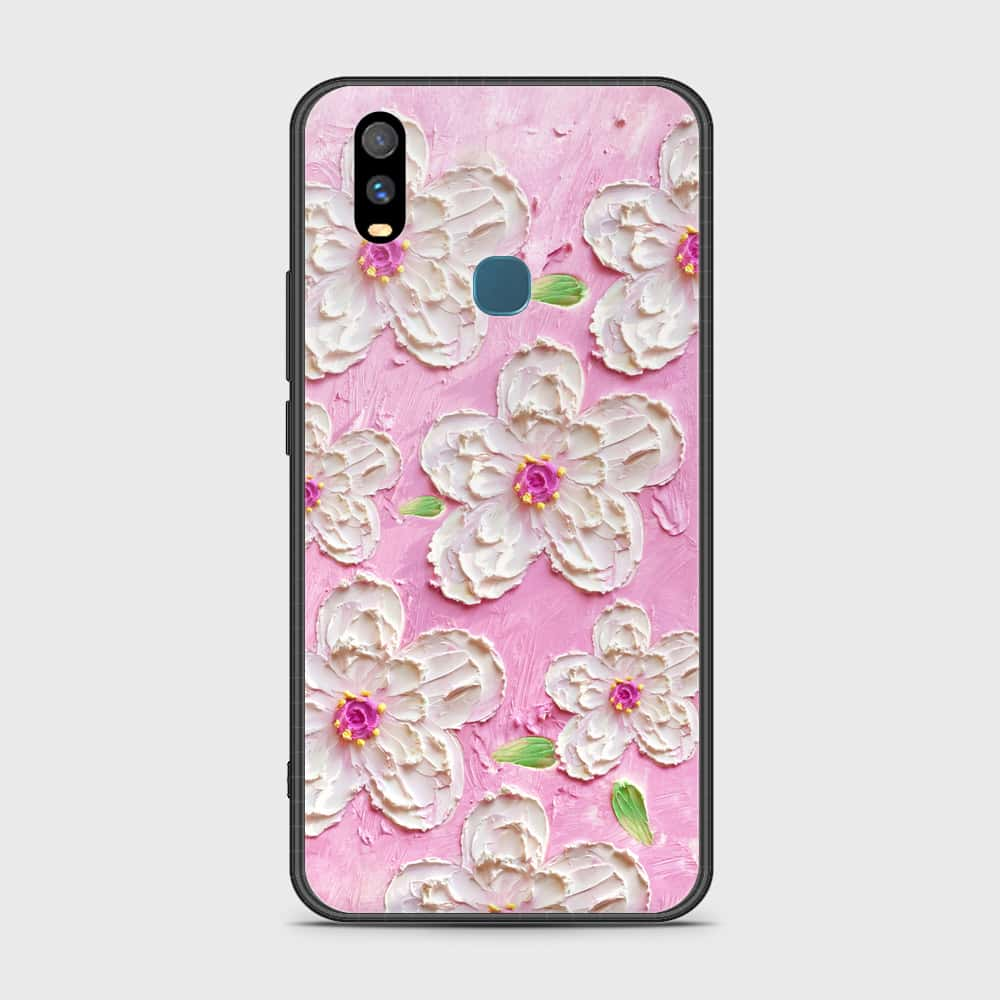 vivo Y11 (2019) Cover - Floral Series - Design 5 - Pink & White - HQ Ultra Shine Premium Infinity Glass Soft Silicon Borders Case